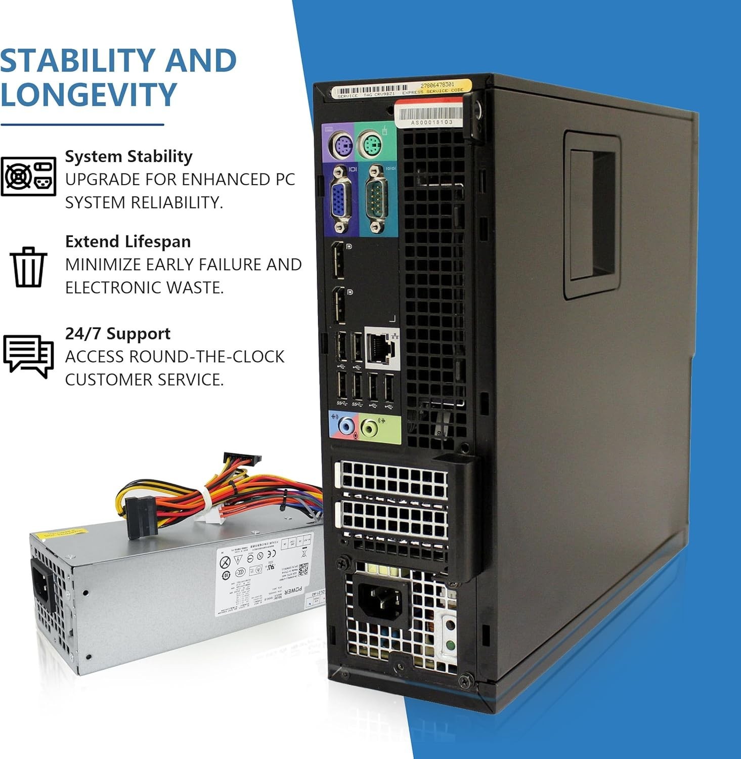 Dell 240W Power Supply – H240AS-01, Fits Optiplex 7010, 390, 790 SFF Models