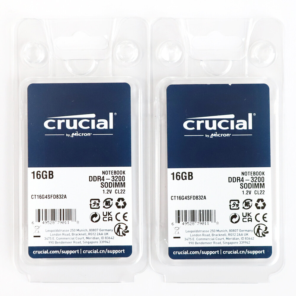 Lot of 2pcs Crucial 16GB PC4-25600 CT16G4SFD832A DDR4 3200MHz Laptop SODIMM RAM