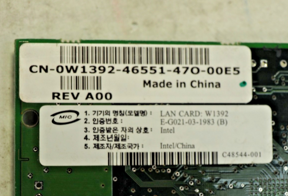 Dell W1392 Intel PRO LAN Ethernet Server Network Adapter PCI-X