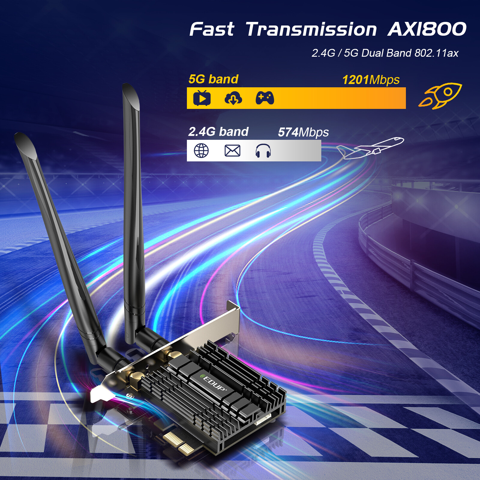 WiFi 6 Bluetooth Desktop PC Wireless Adapter Windows 11 Online Game Network Card