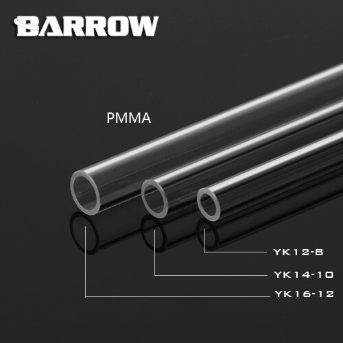 Barrow Acrylic Tubing 12mm ID, 16mm OD, 500mm Length Clear 4 Pack High-Grade