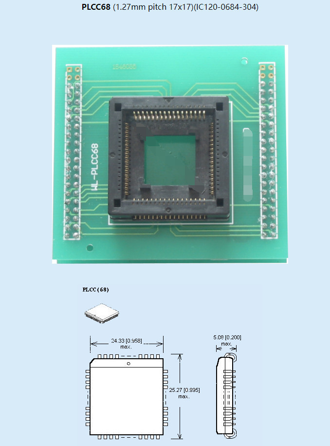WL-PL68-M102 1.27mm Pitch 17×17 PLCC68 Socket Adapter For Wellon