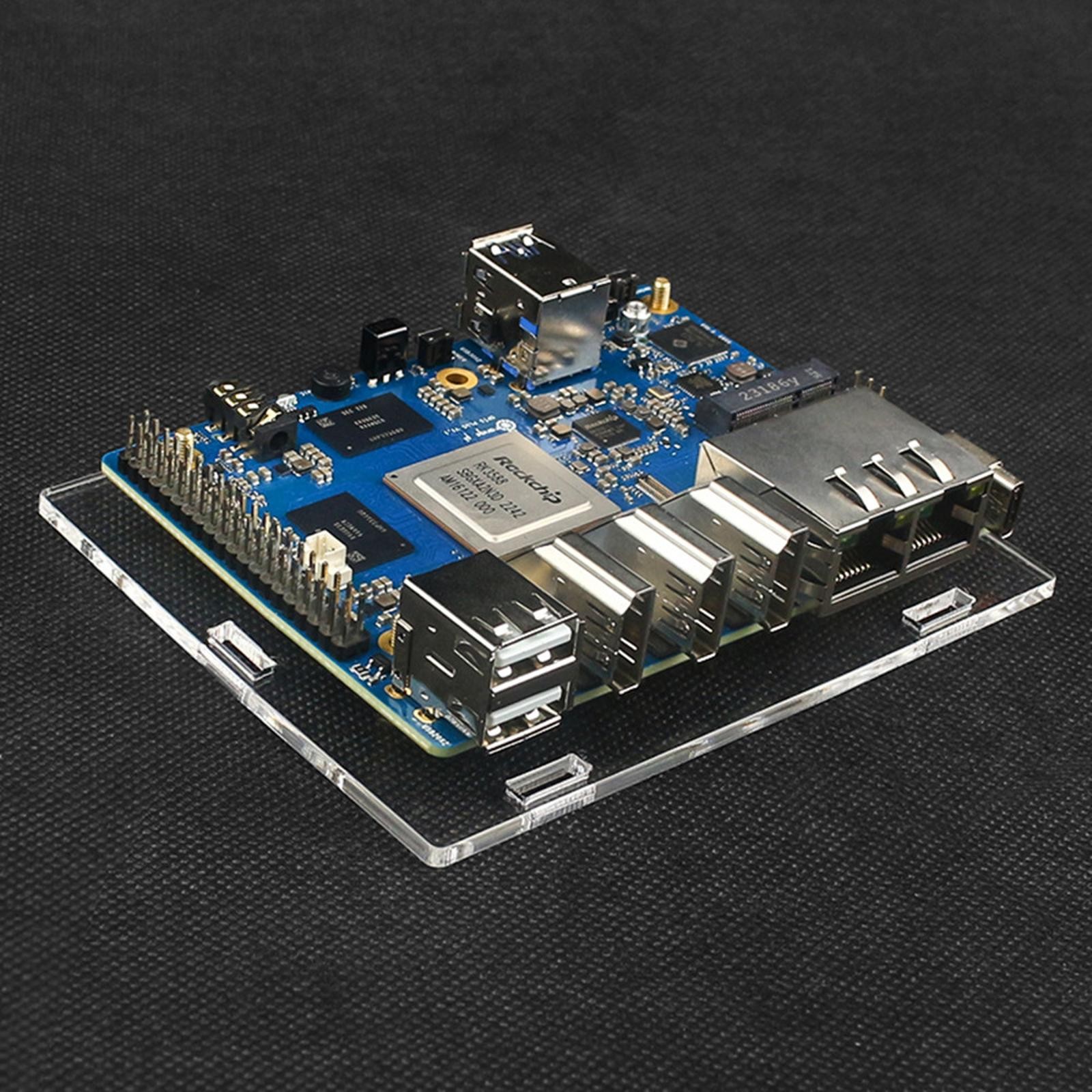 Acrylic Transparent Enclosure Case House W/ Cooling Fan For Orange Pi 5 Plus