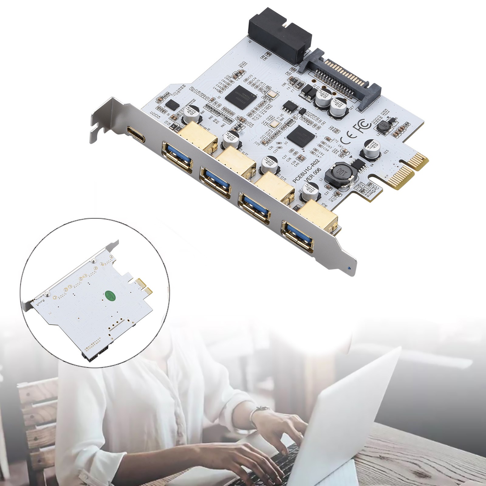 USB PCI-E Type C Expansion Card PCI Express PCI-E to USB 3.2 Gen1 Adapter Card