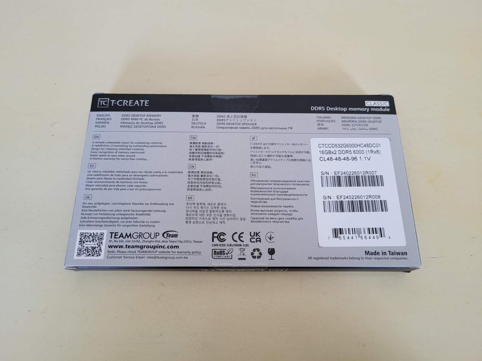 Team T-CREATE CLASSIC 32GB (2 x 16GB) DDR5 288-pin DIMM 6000MHz Desktop Memory