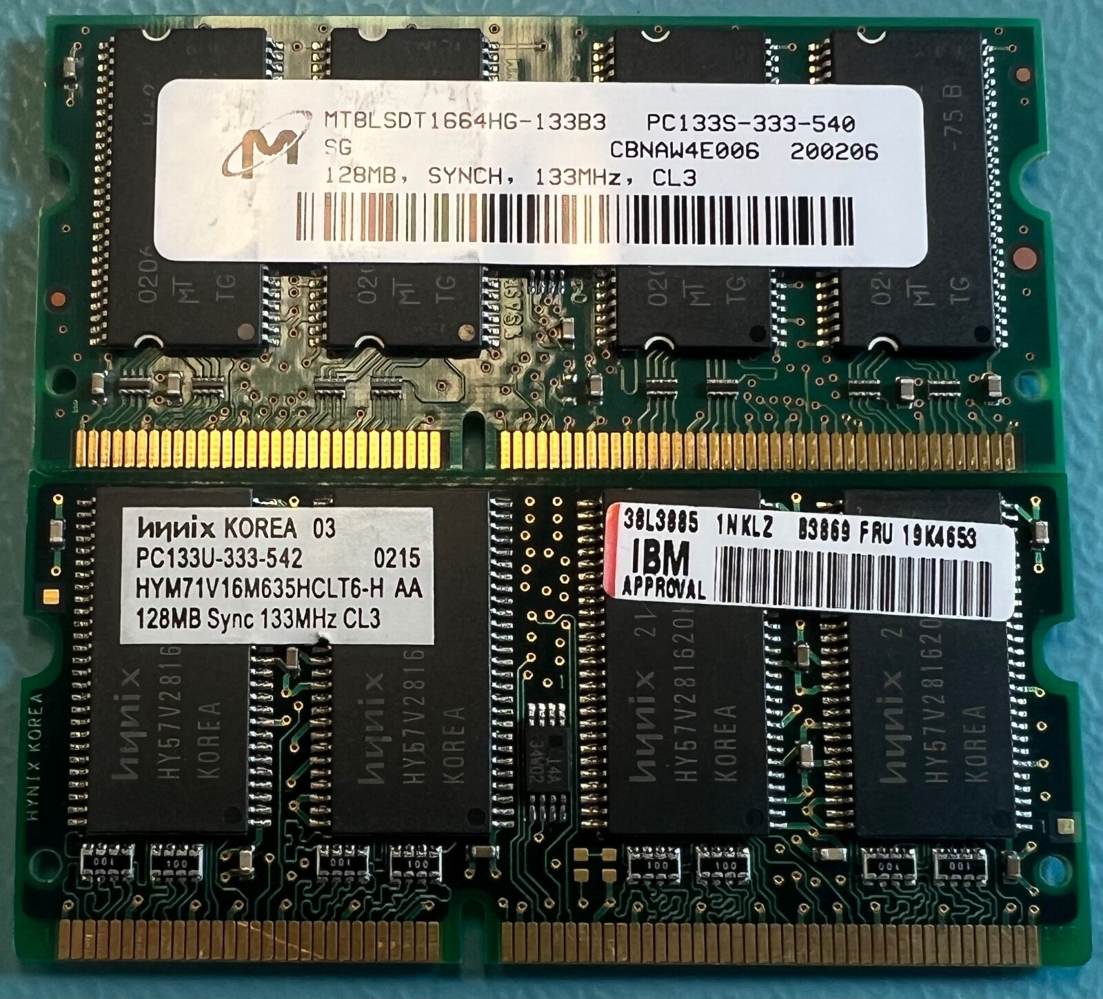 LOT OF 2 New Build 128MB PC133 133MHz CL3 168-Pin SDRAM Memory