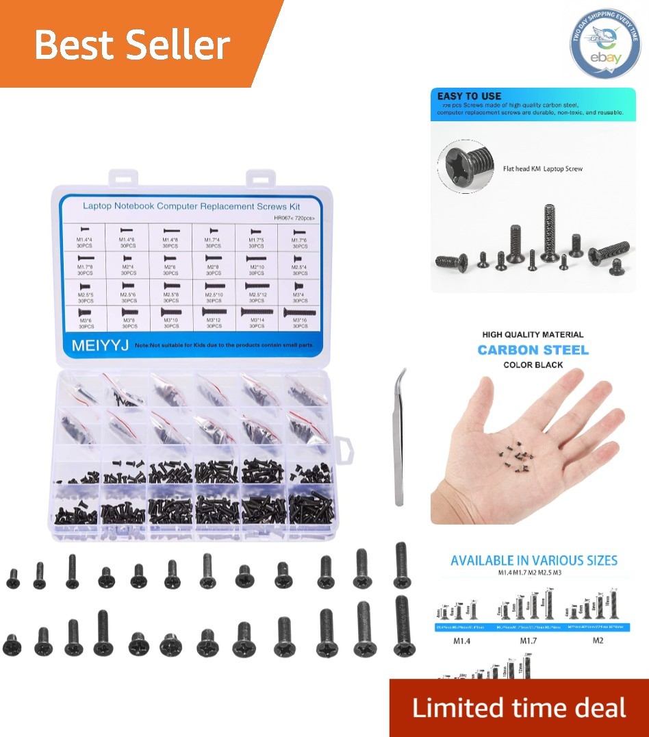 Complete 720-Pc Computer Screws Kit – Carbon Steel Assortment for DIY Repairs