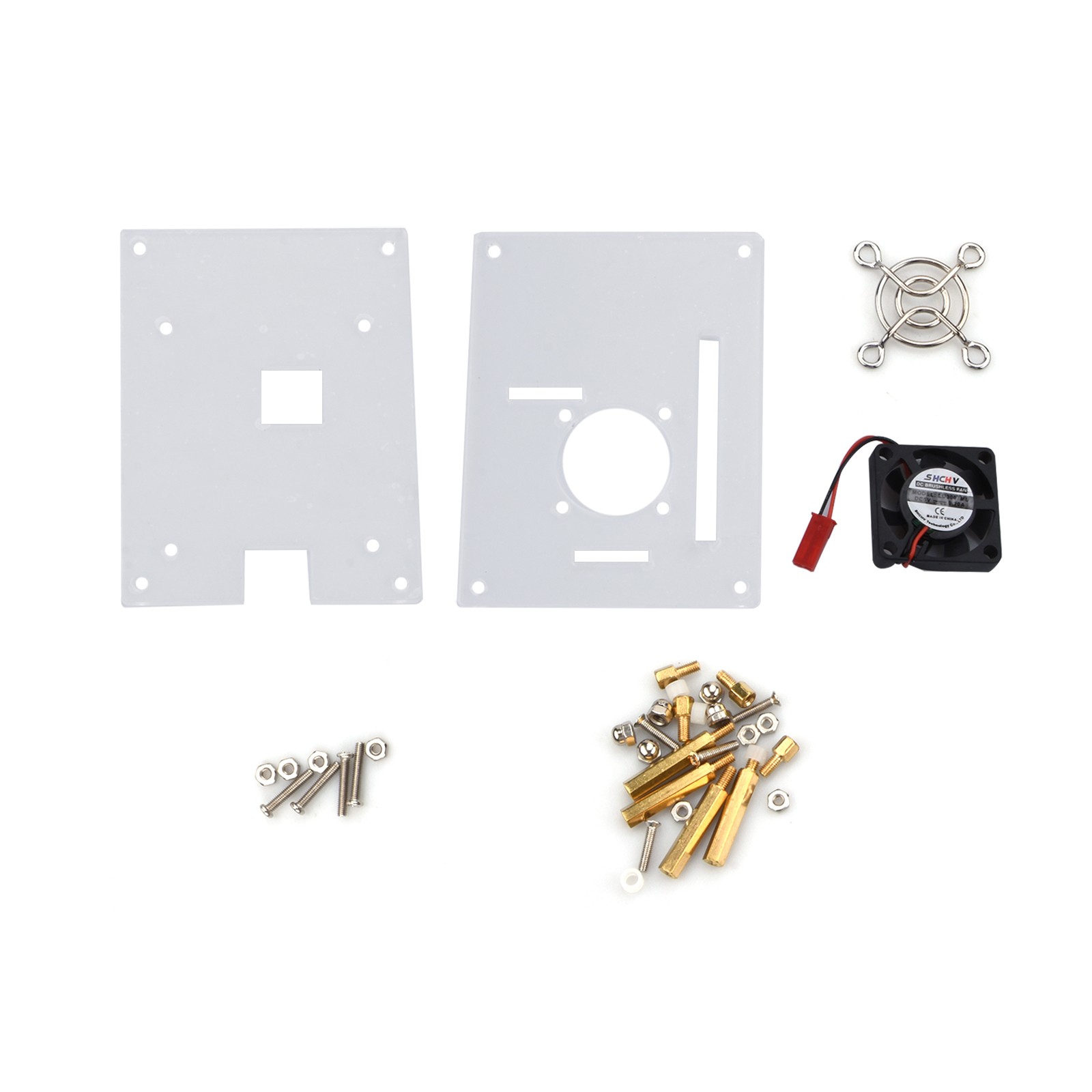 Arcylic Case Shell & Cooling Fan & Screws Set For Raspberry Pi 3/2 Model B/B+ B
