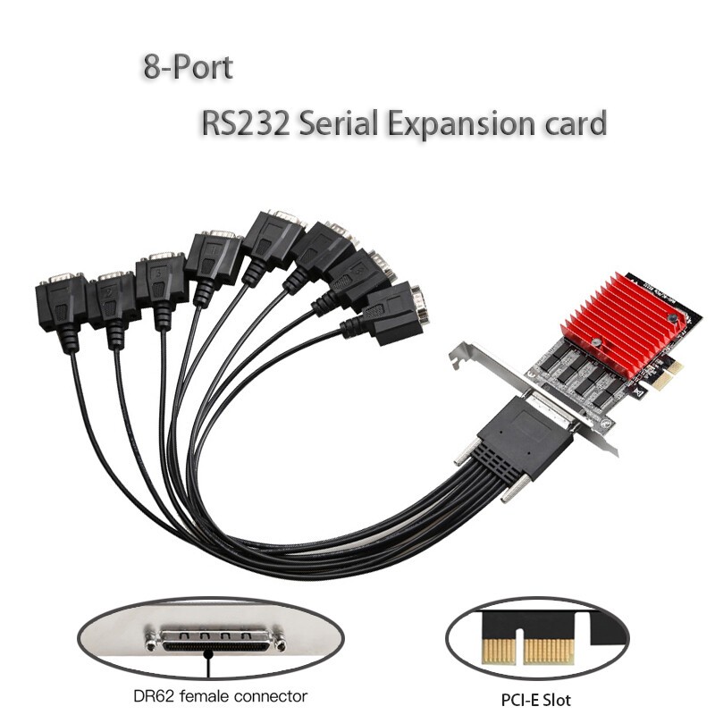 RS232 Serial Port 8-Port PCIE Serial Expansion card Expansion Adapter Riser Card