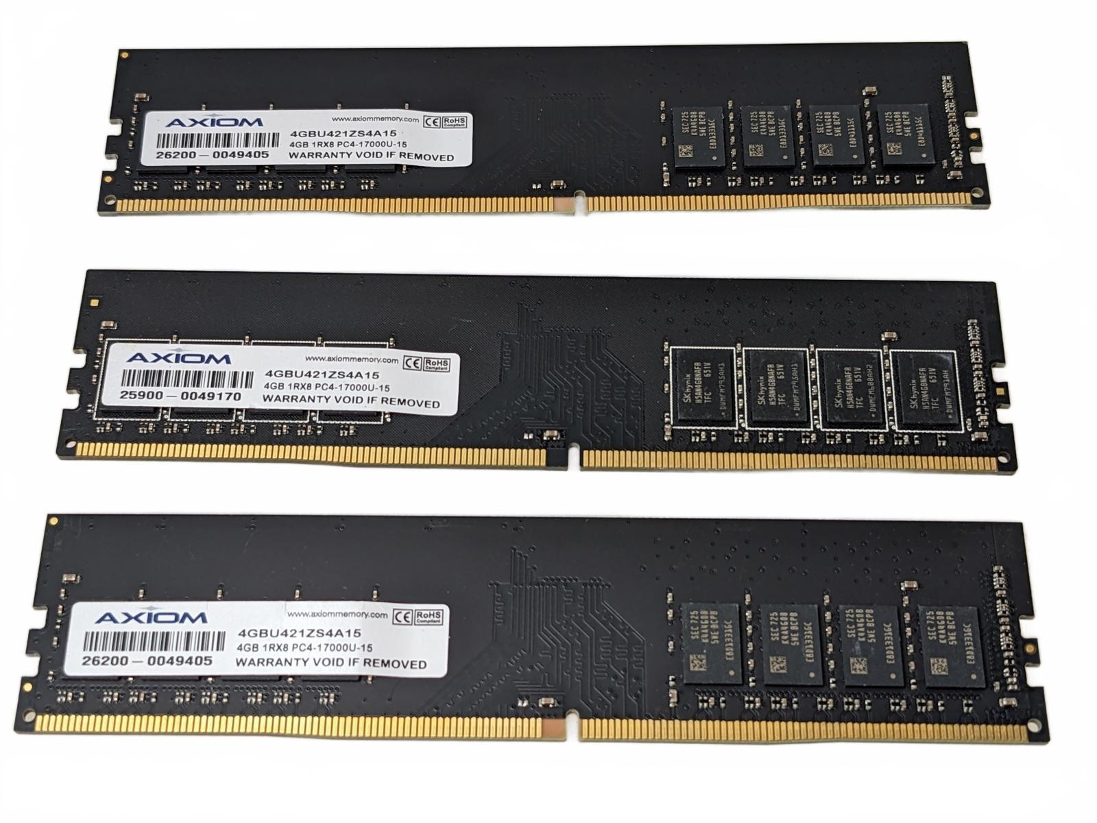 3 x Axiom 4GBU421ZS4A15 Desktop RAM China | 4GB 1RX8 PC4-17000U DDR4-2133 Memory
