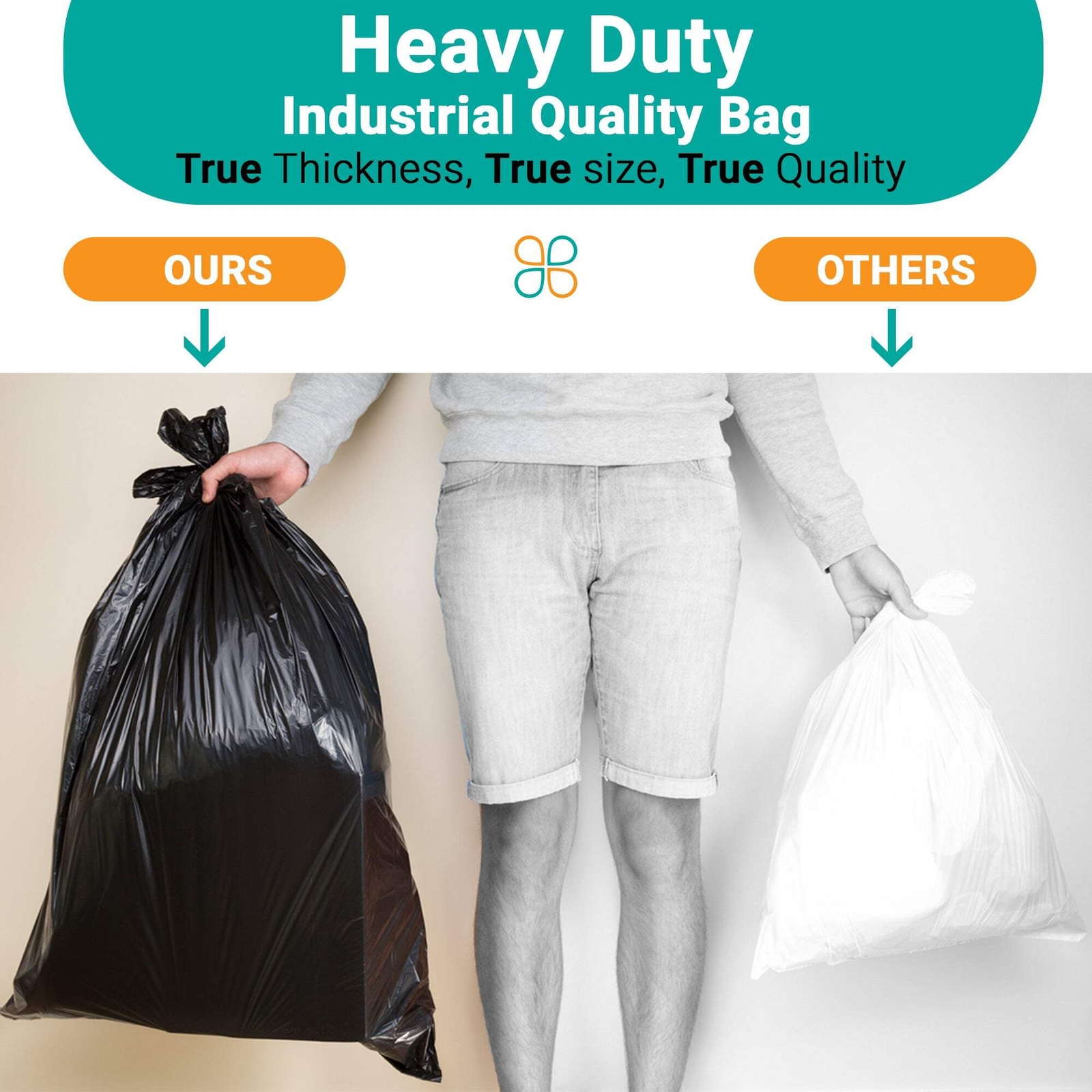 50-60 Gallon Contractor Bags: Black, 6 Mil, 36×58, 25 Bags.