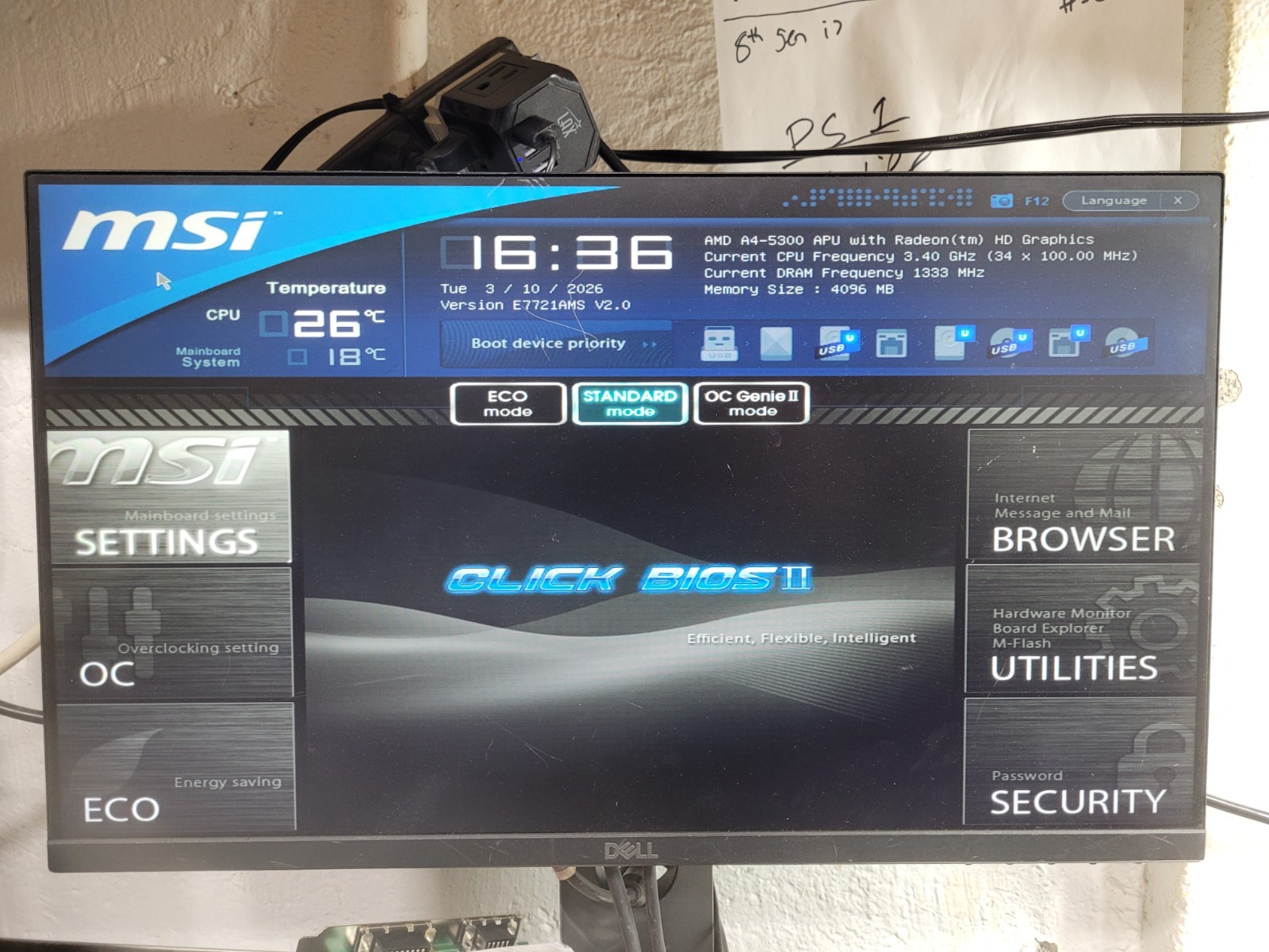 MSI FM2-A75MA-E35 Motherboard AMD A4-5300, 4GB RAM, IO Shield #1164