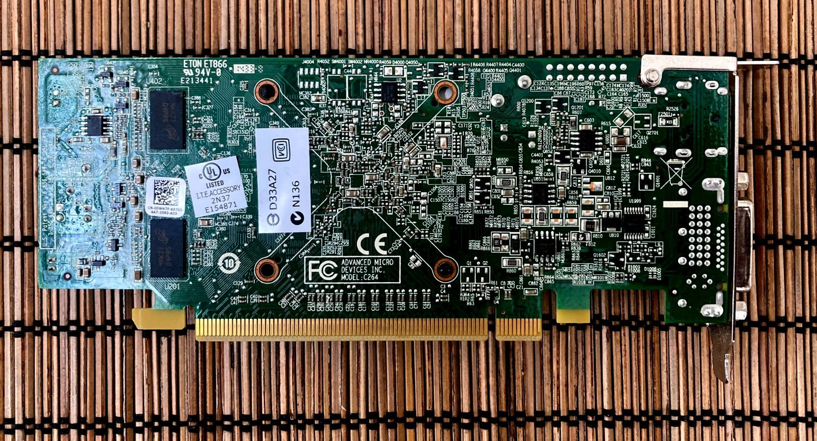 AMD Radeon C26405 (Dell 00WH7F), 1GB DDR3, PCIe x16, 1x DP, 1x DVI, Low Profile