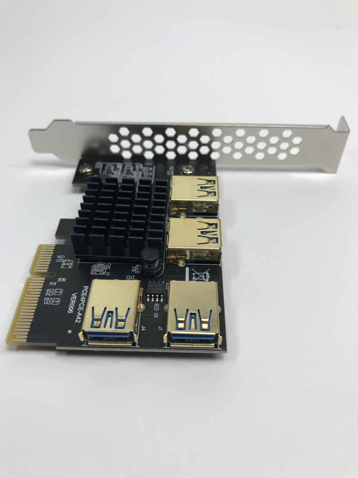 MZHOU PCIe X4 to 4-Port USB 3.0 Multiplier Riser Card Adapter for GPU Mining NEW