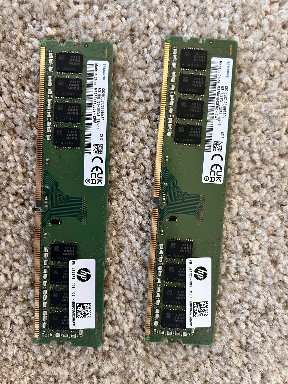Samsung 16GB 2X8GB DDR4 3200MHz PC4-25600 1RX8 UDIMM Memory M378A1K43EB2-CWE