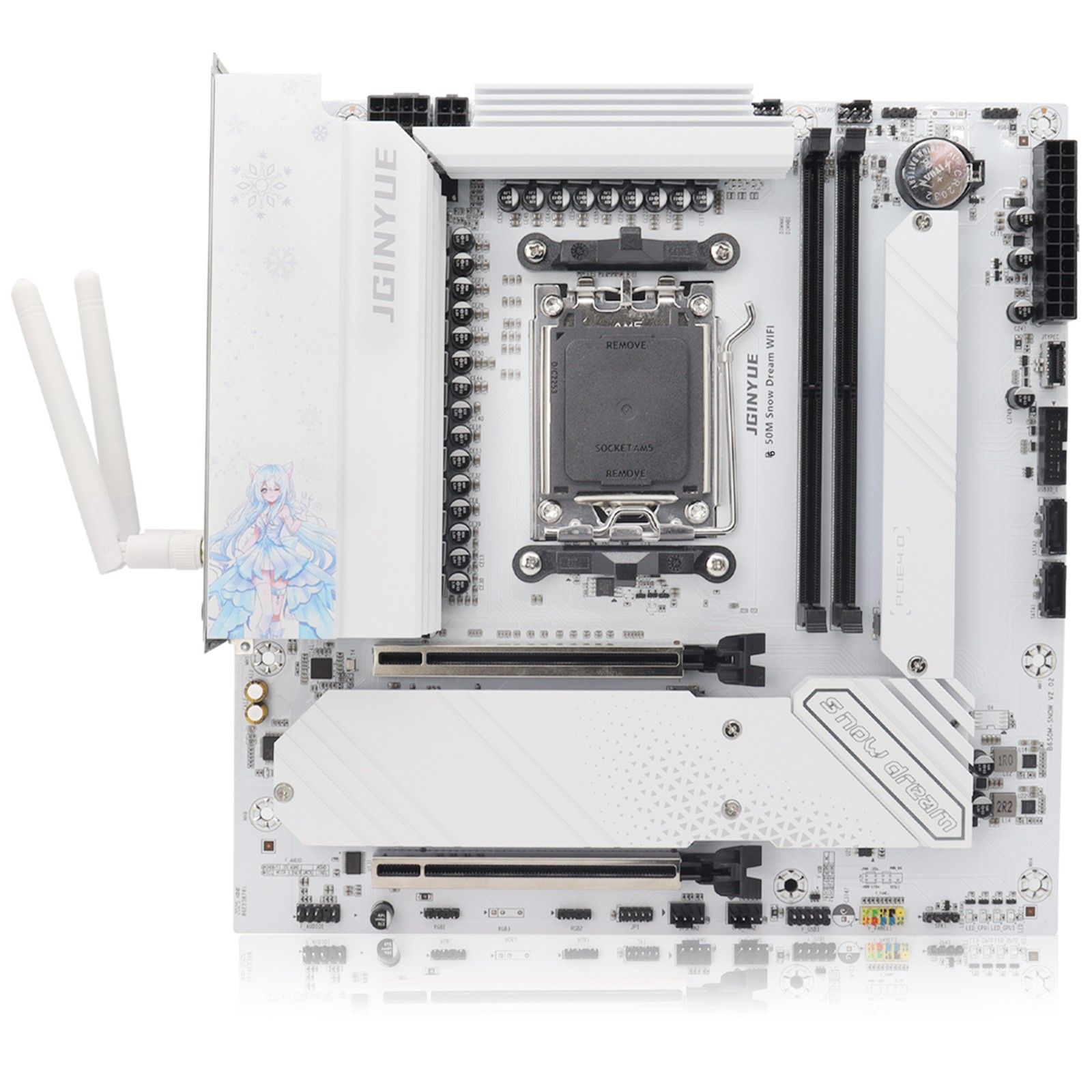 B650M Snow Dream Motherboard AM5, Micro ATX, DDR5, 3x PCIe 4.0 x 16, WiFi6E