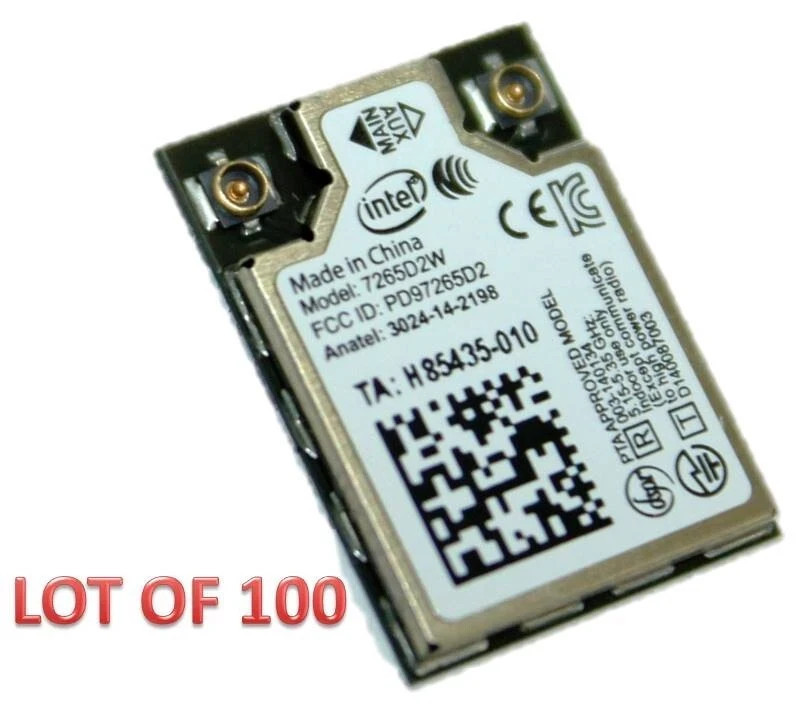 LOT Of 100 Intel Dual Band Wireless-AC 7565 7265D2W On Board Wifi Card NEW!