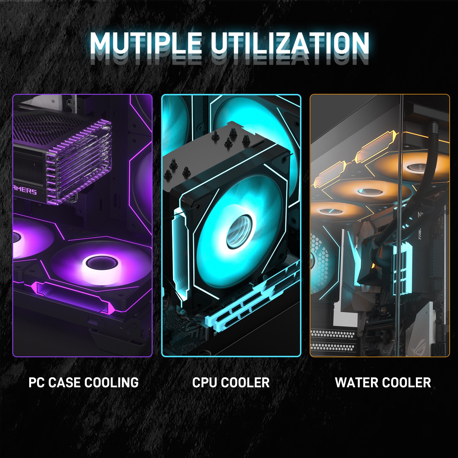 6-Pack 120mm Infinite Mirror Design Case PWM Control & ARGB Fans