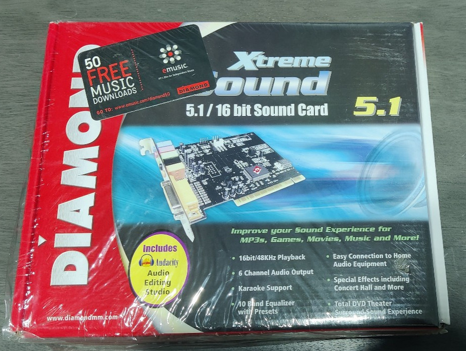 New Sealed Retro Vintage Diamond Xtreme Sound 5.1 – 16 Bit Sound Card