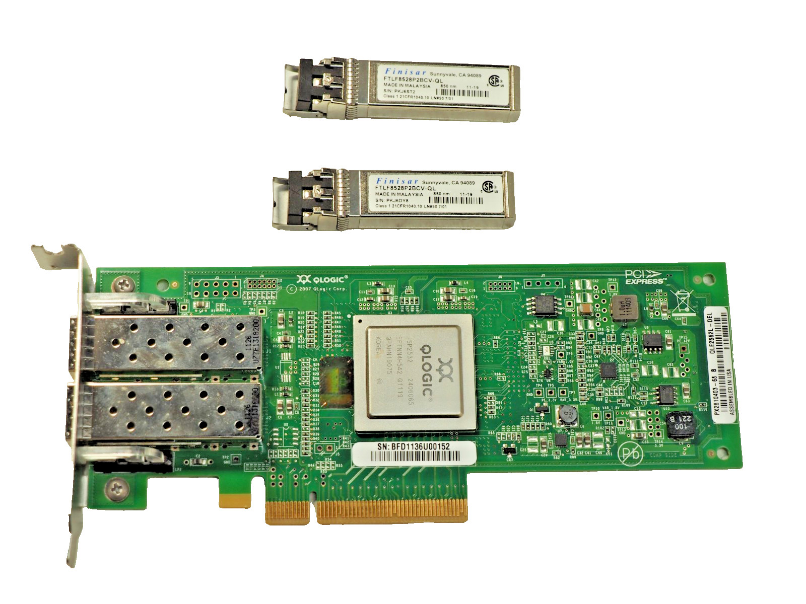 Dell VX60F QLogic QLE2562 8GB Dual Port HBA PCI-E Low Profile w/2*SFP