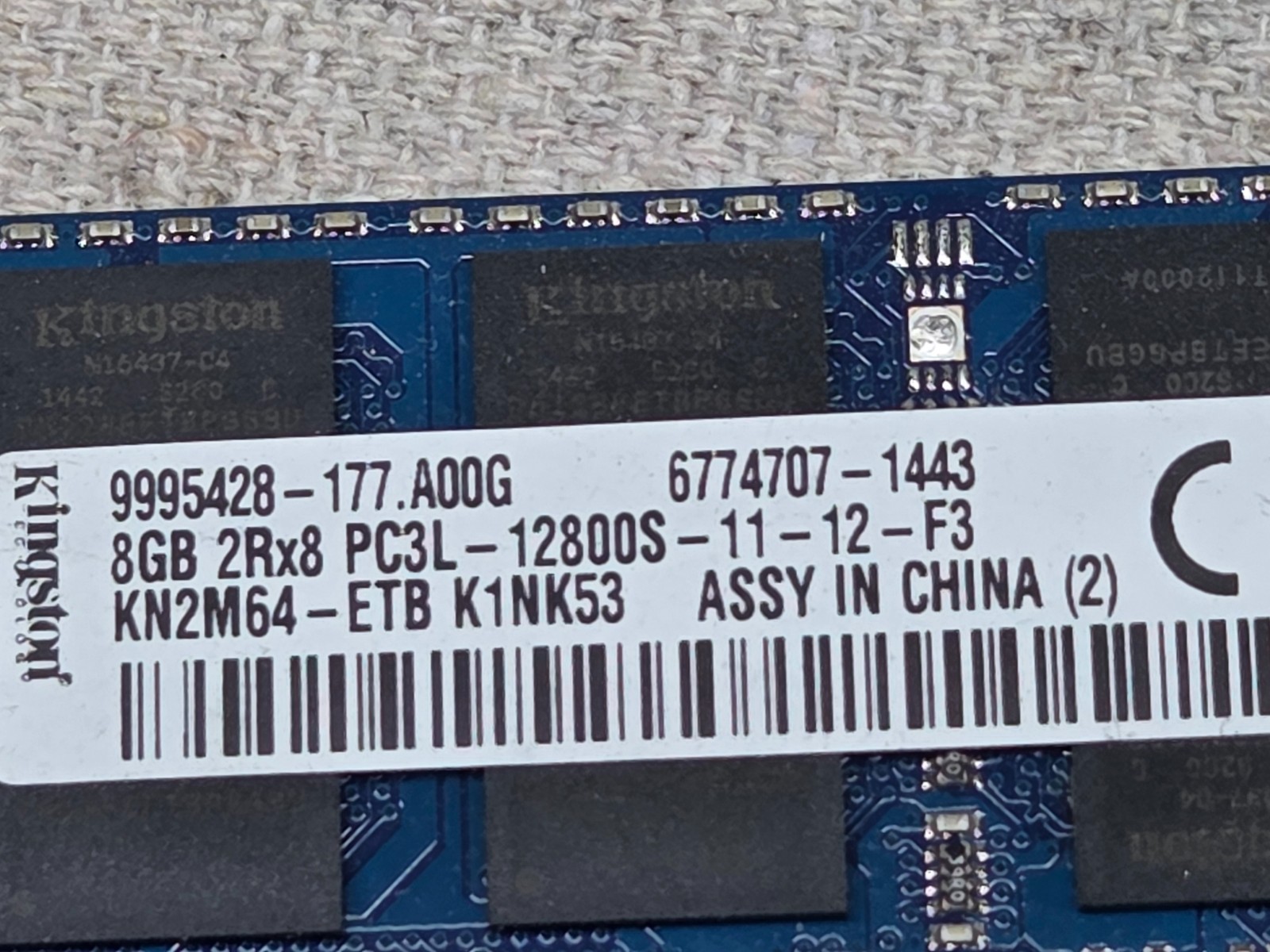 Kingston Technology 8GB 2RX8 PC3L-12800S RAM Memory DDR3 KN2M64-ETBS1