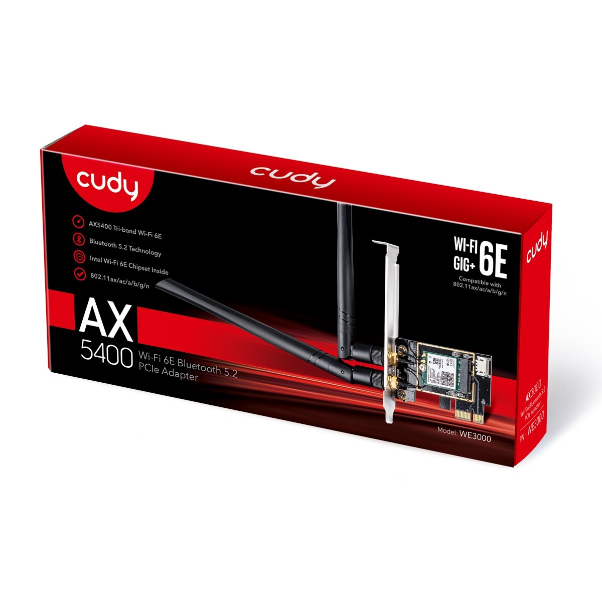Open Box Cudy AX 5400Mbps Wireless WiFi Bluetooth 6E WiFi 6 PCIe Card for PC