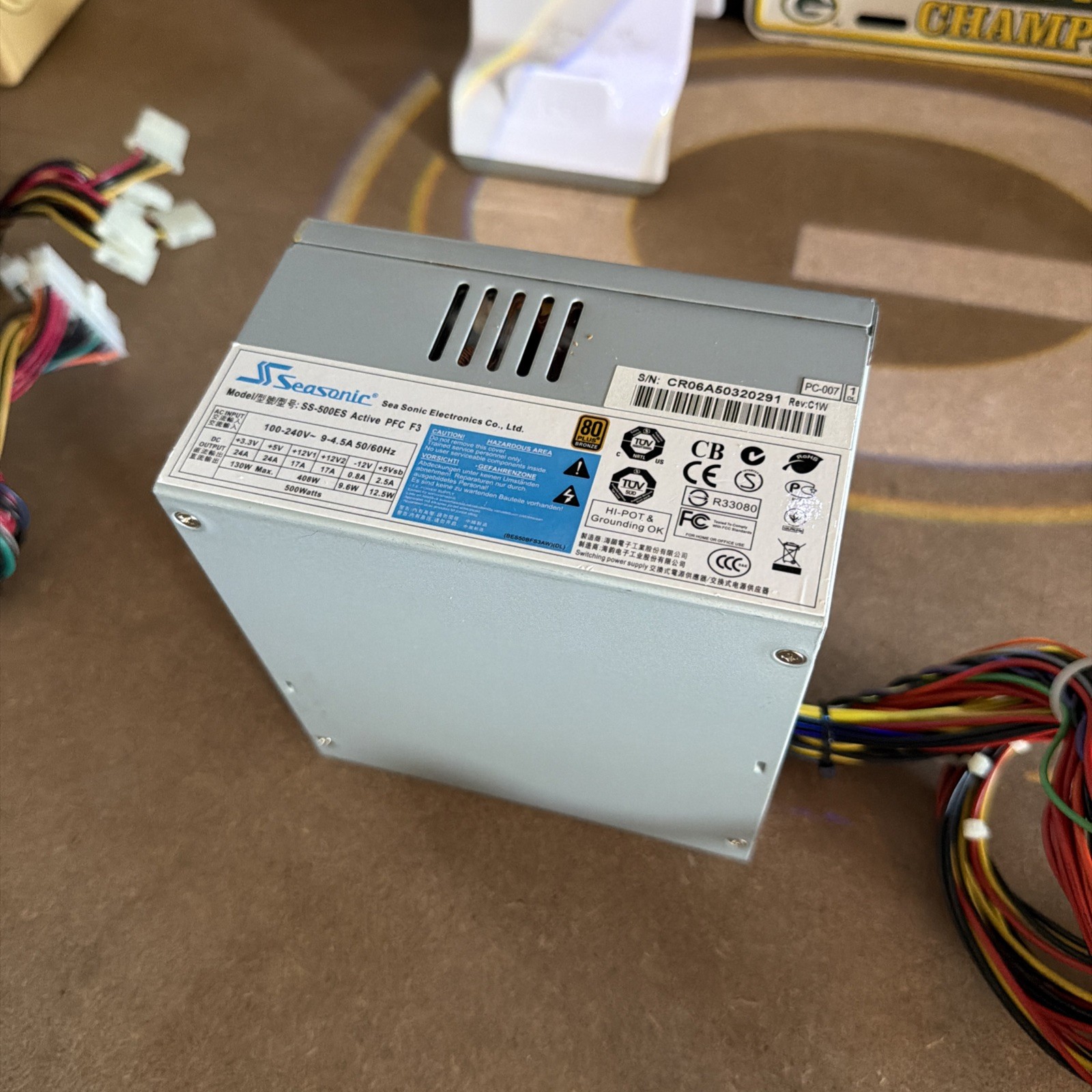 Seasonic SS-500ES Active PFC F3 500W 80 Plus Bronze Desktop Power Supply.