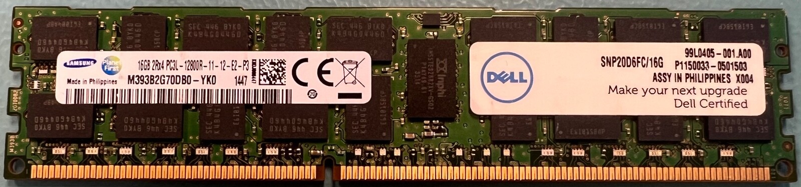 Dell SNP20D6FC/16G 16GB PC3-12800 DDR3-1600Mhz RDIMM Server Memory RAM