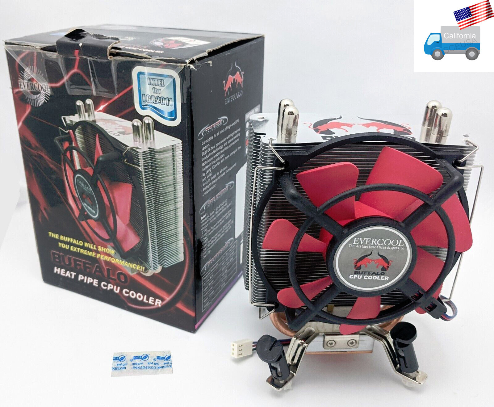 Evercool Buffalo Copper Base Dual Heatpipe Intel P4 LGA 775 CPU Cooler