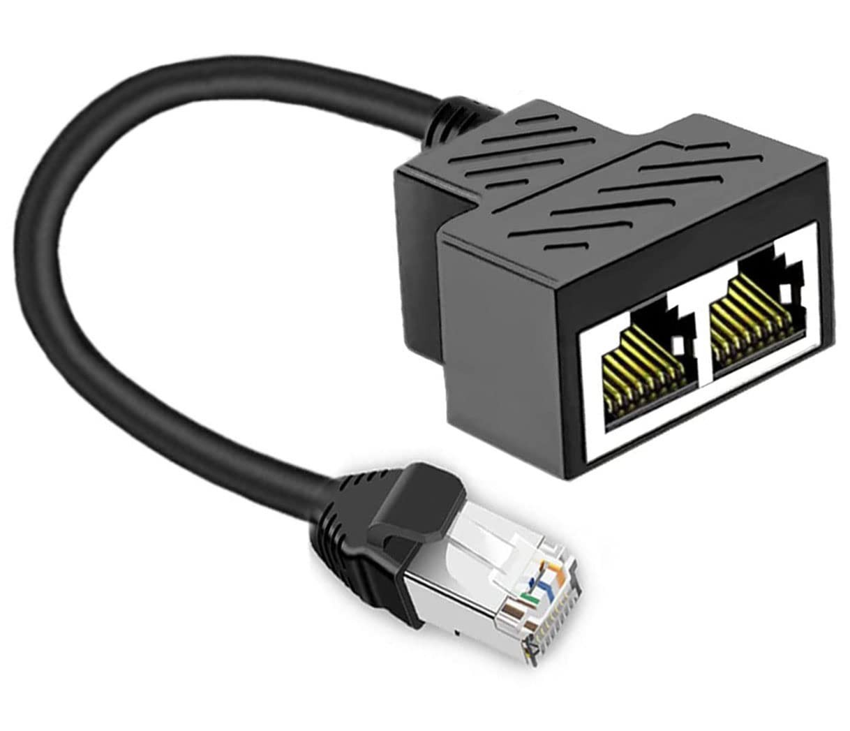 Ethernet Splitter 1 to 2 RJ45 Network Cable Adapter, Note Only Connect one Ne…