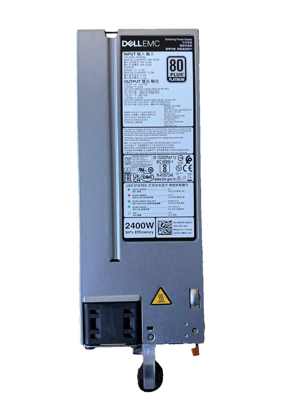 Dell M63JN 2400W Power Supply for R650 R6525 R750 R7525