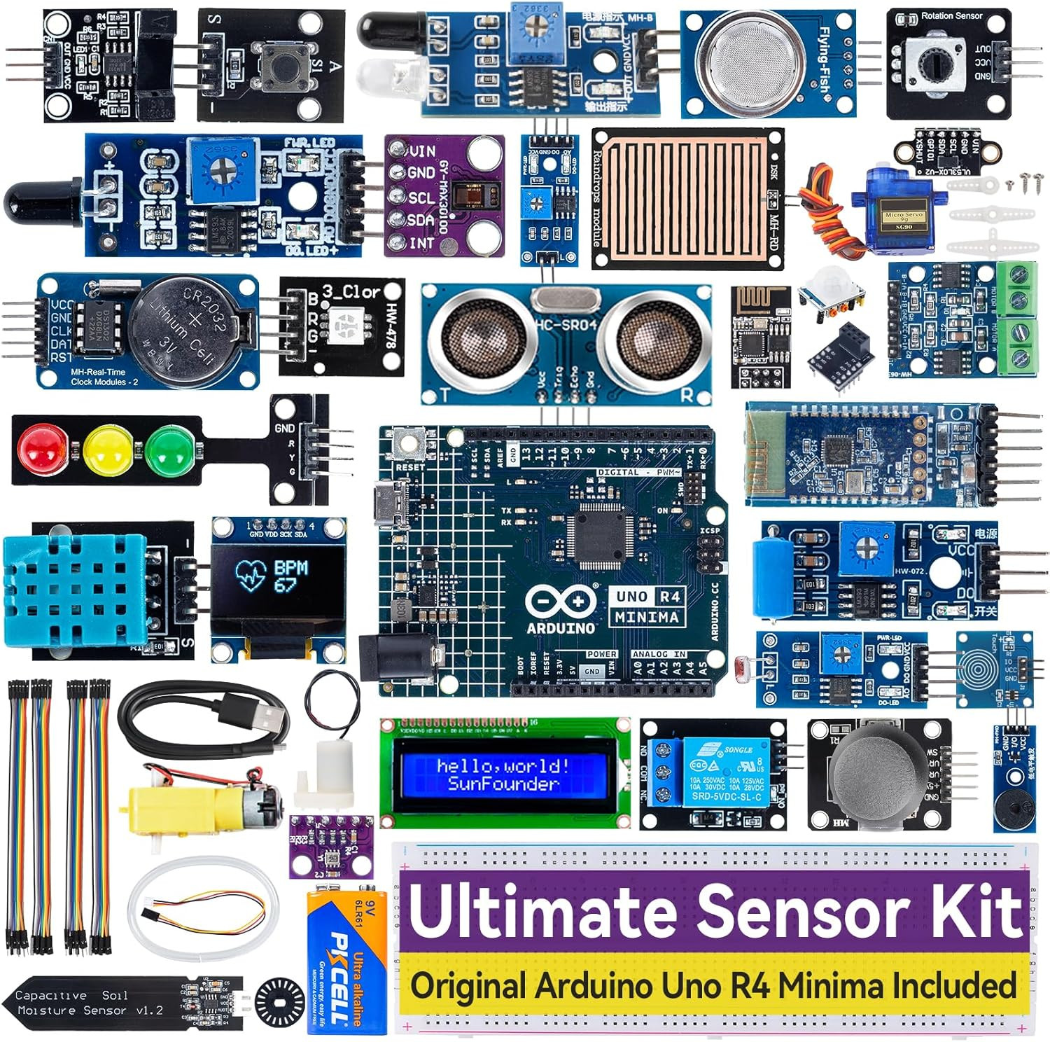 Ultimate Sensor Kit with Original Arduino Uno R4 Minima, Rohs Compliant, Durable