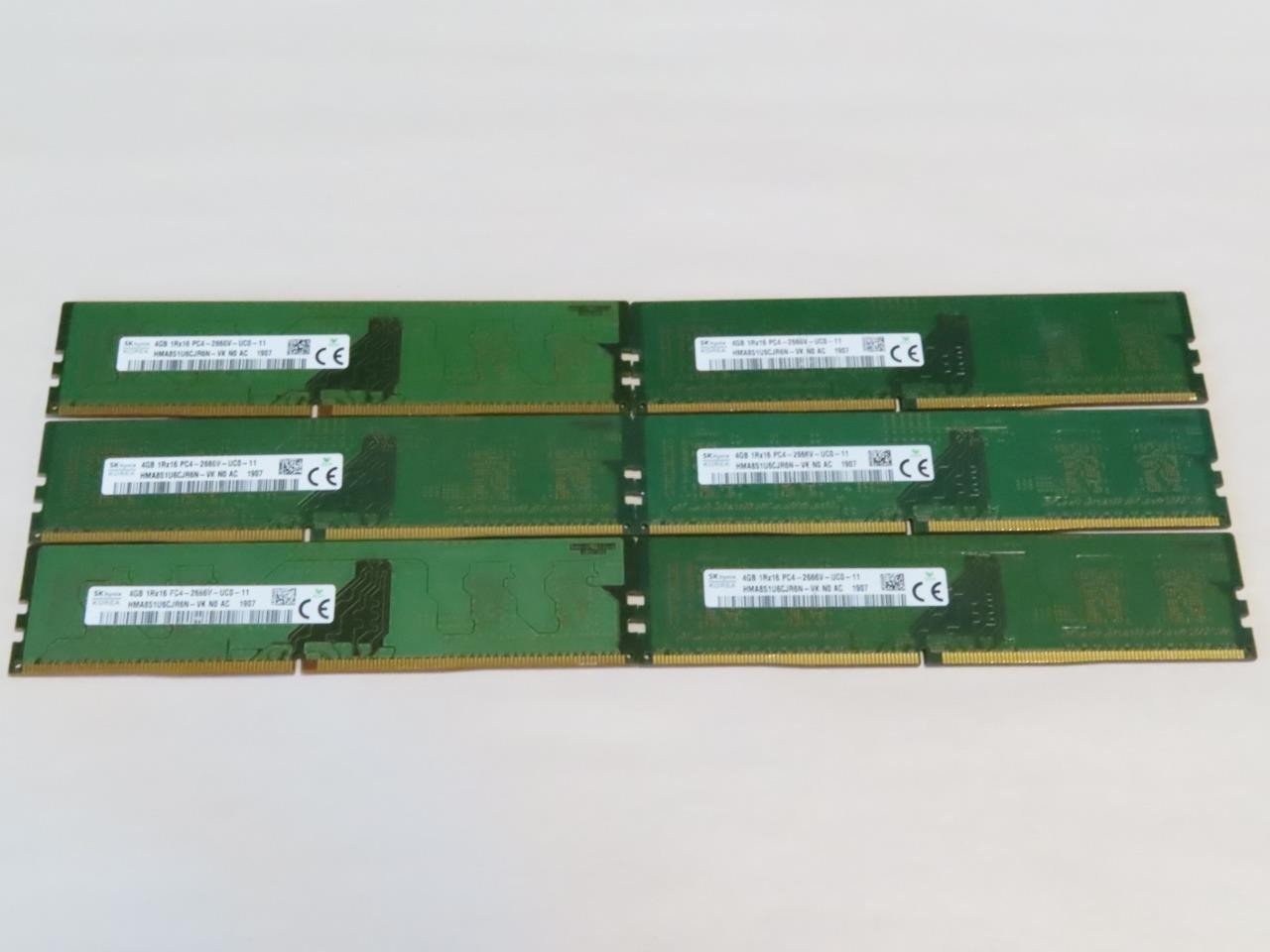 LOT OF 6X SK HYNIX 4GB PC4-2666V DESKTOP MEMORY RAM HMA851U6CJR6N-VK
