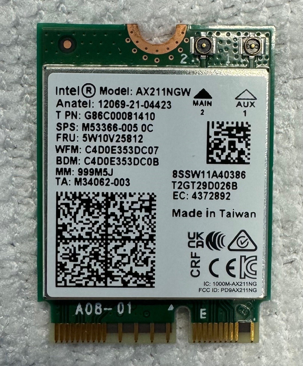 NEW OEM Intel Wi-Fi 6E AX211NGW M.2 2230 CNVio2 Key E 802.11ax Wi-Fi Card G83J7