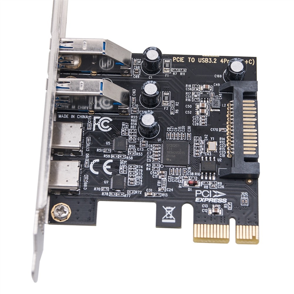 Type C USB 3.2 Gen1 5Gbps PCIE Card Adapter PCI Express Board 2xUSB A2048