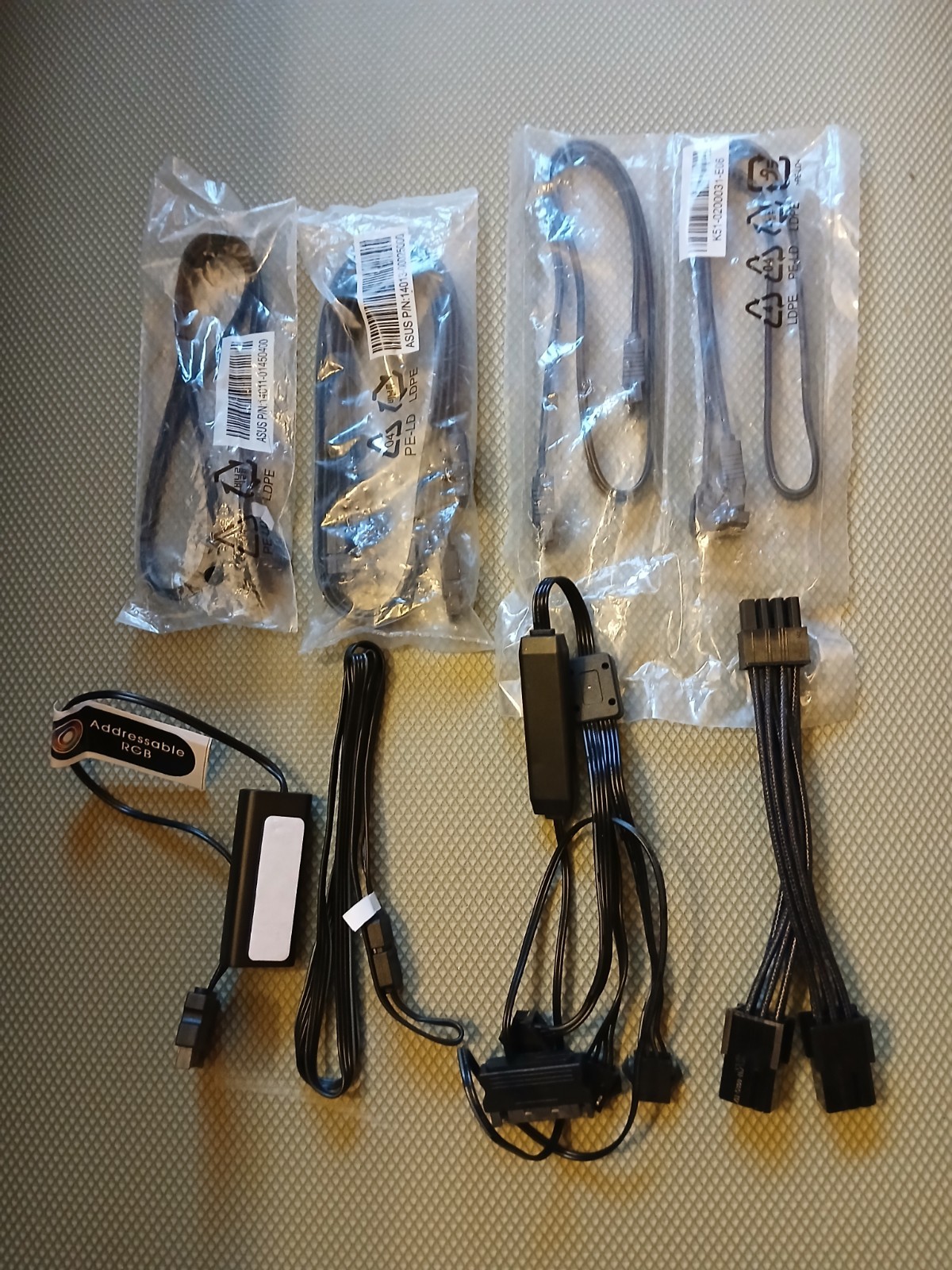 (S11)Lot of 6+ ASUS PC Cables & Hubs: ARGB LED Extensions, SATA Cables, Fan ARGB