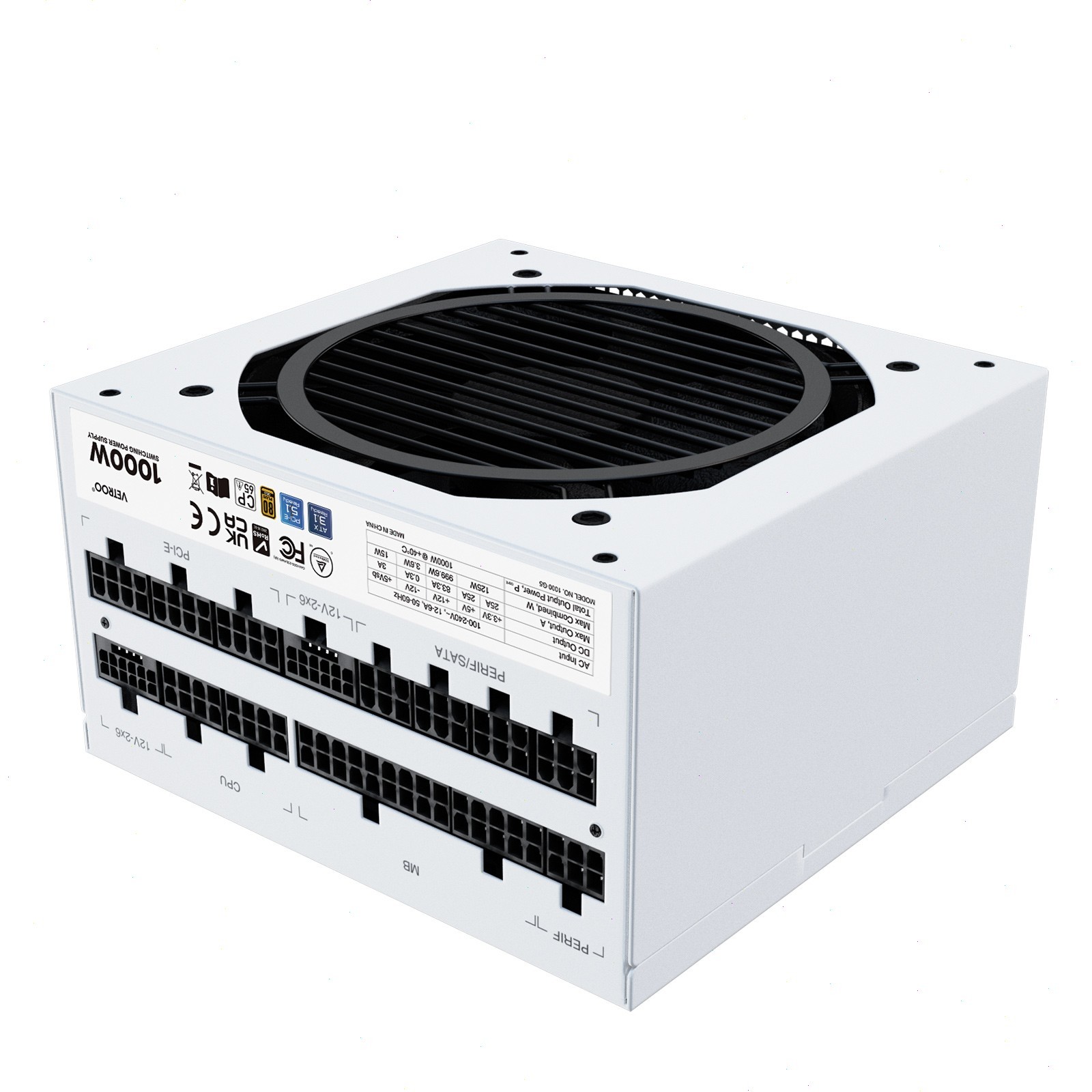 OPEN BOX Vetroo 1000W White Power Supply ATX 3.1 Ready Full Modular 80+ Gold