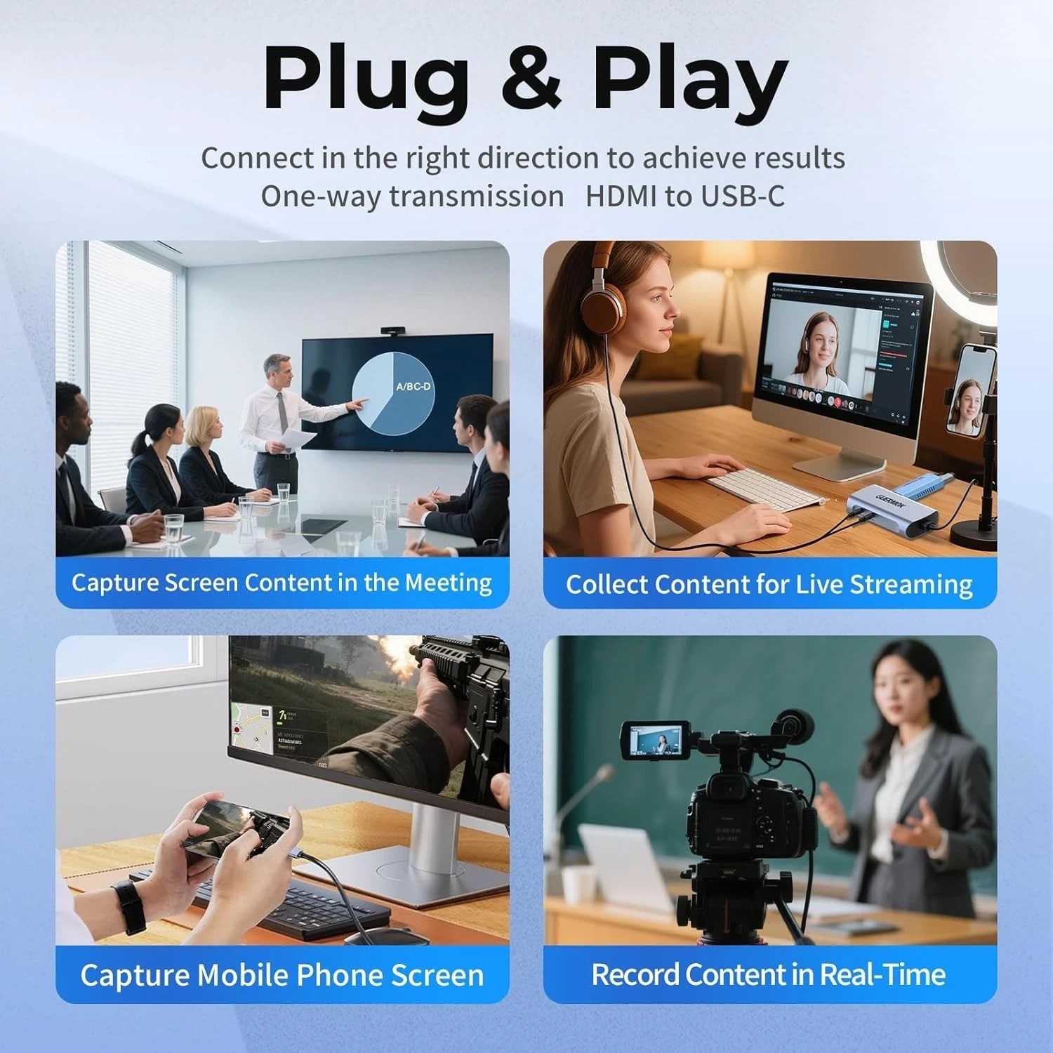4K@60FPS Capture Card for Streaming, 2K@144FPS USB 3.0 HDMI to USBC Camera Vi…
