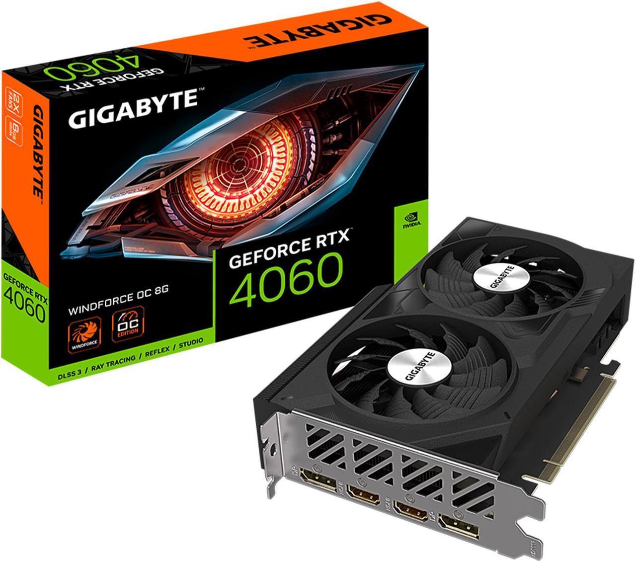 (Factory Refurbished) GIGABYTE GeForce GV-N4060WF2OC-8GD PCIe 4.0 Video Card