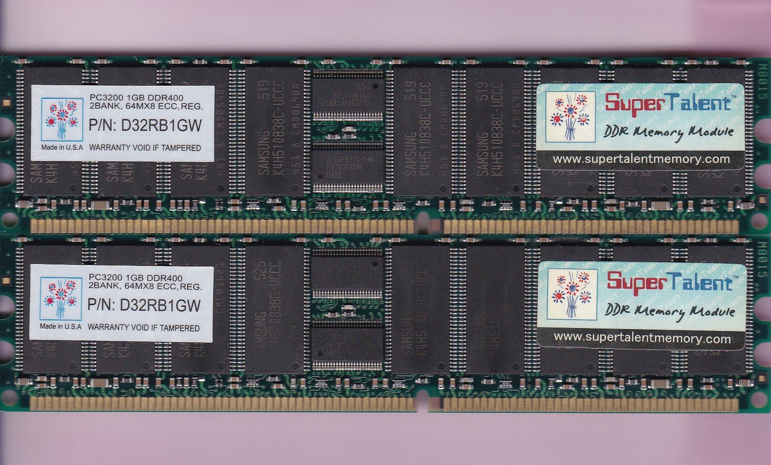 2GB 2x1GB PC3200R DDR-400 ECC REG SUPER*TALENT D32RB1GW MEMORY KIT DDR1 PC-3200R