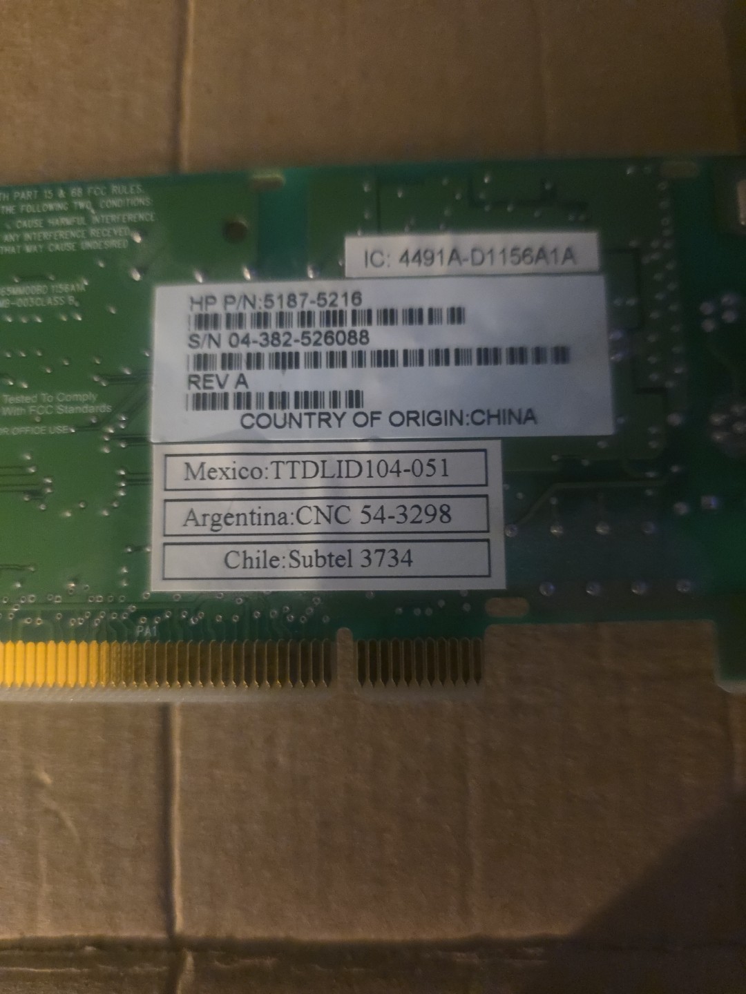 Agere Systems HP Media Center KB5817-5216 D-1156i#/A1A Internal PCI Fax Modem