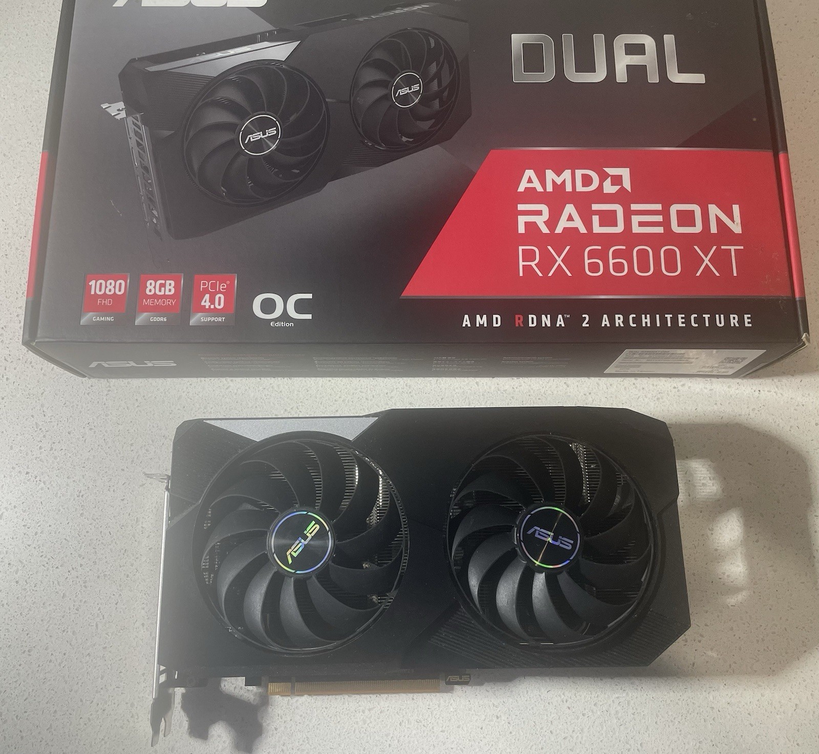 ASUS Dual Radeon RX 6600 XT 8GB GDDR6, With Original Box, Stress Tested