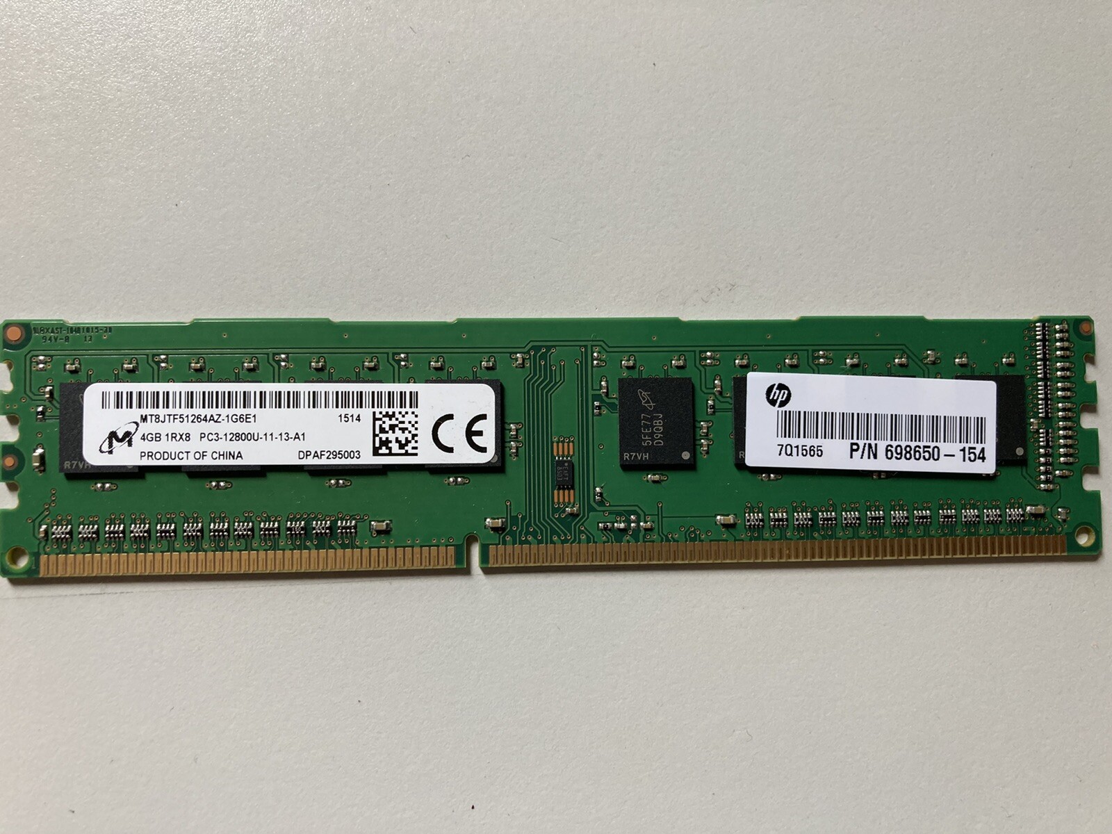 Micron 4GB DDR3 1Rx8 PC3-12800U MT8JTF51264AZ-1G6E1 Desktop RAM Memory