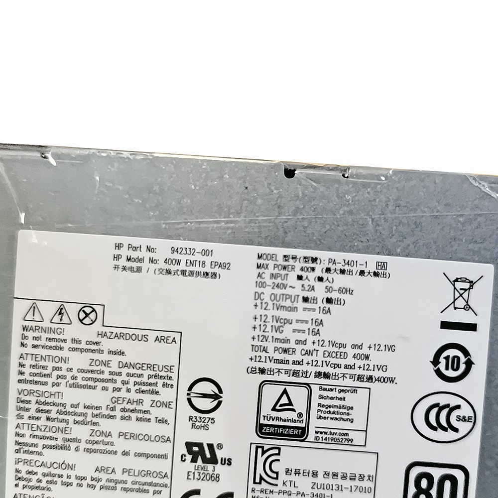 For HP 280 288 285 480 600 680 800 G3 G4 Power Supply 400W 942332-001