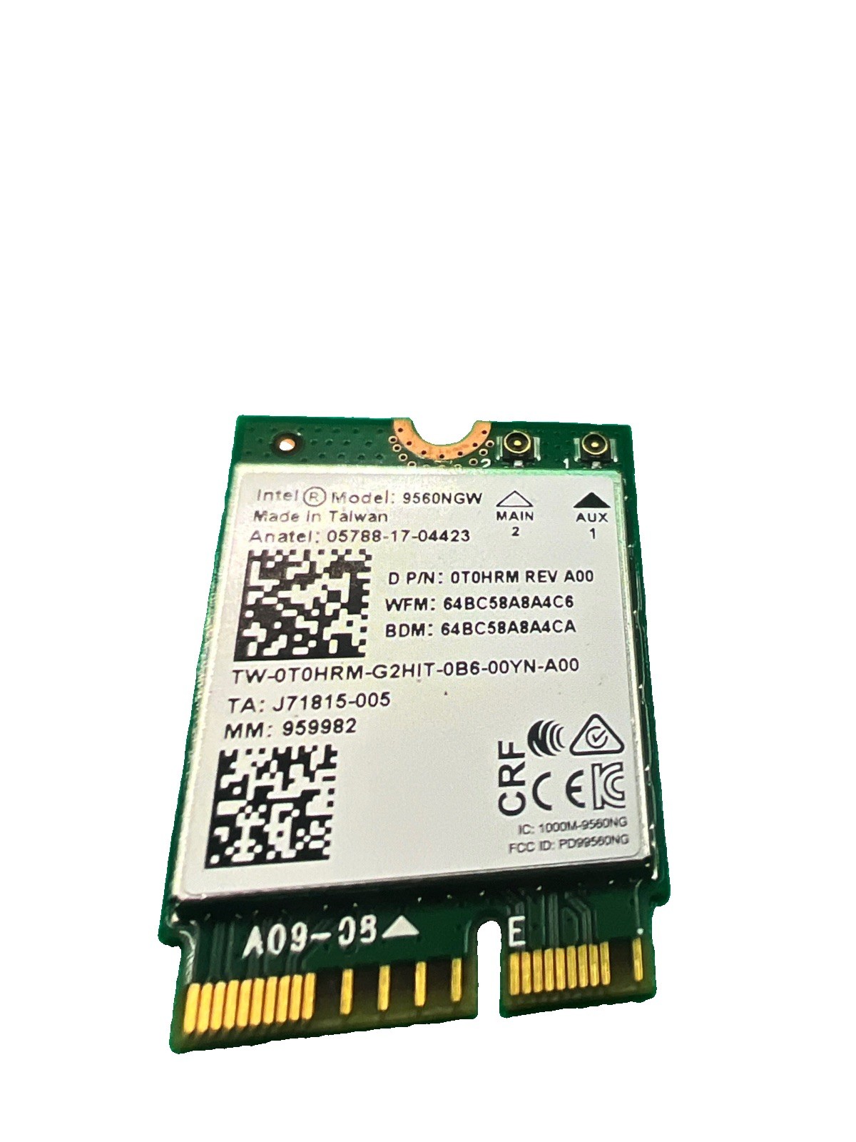 Intel Wireless-AC 9560 DualBand 9560NGW A00 Wireless Card Dell T0HRM 0T0HRM