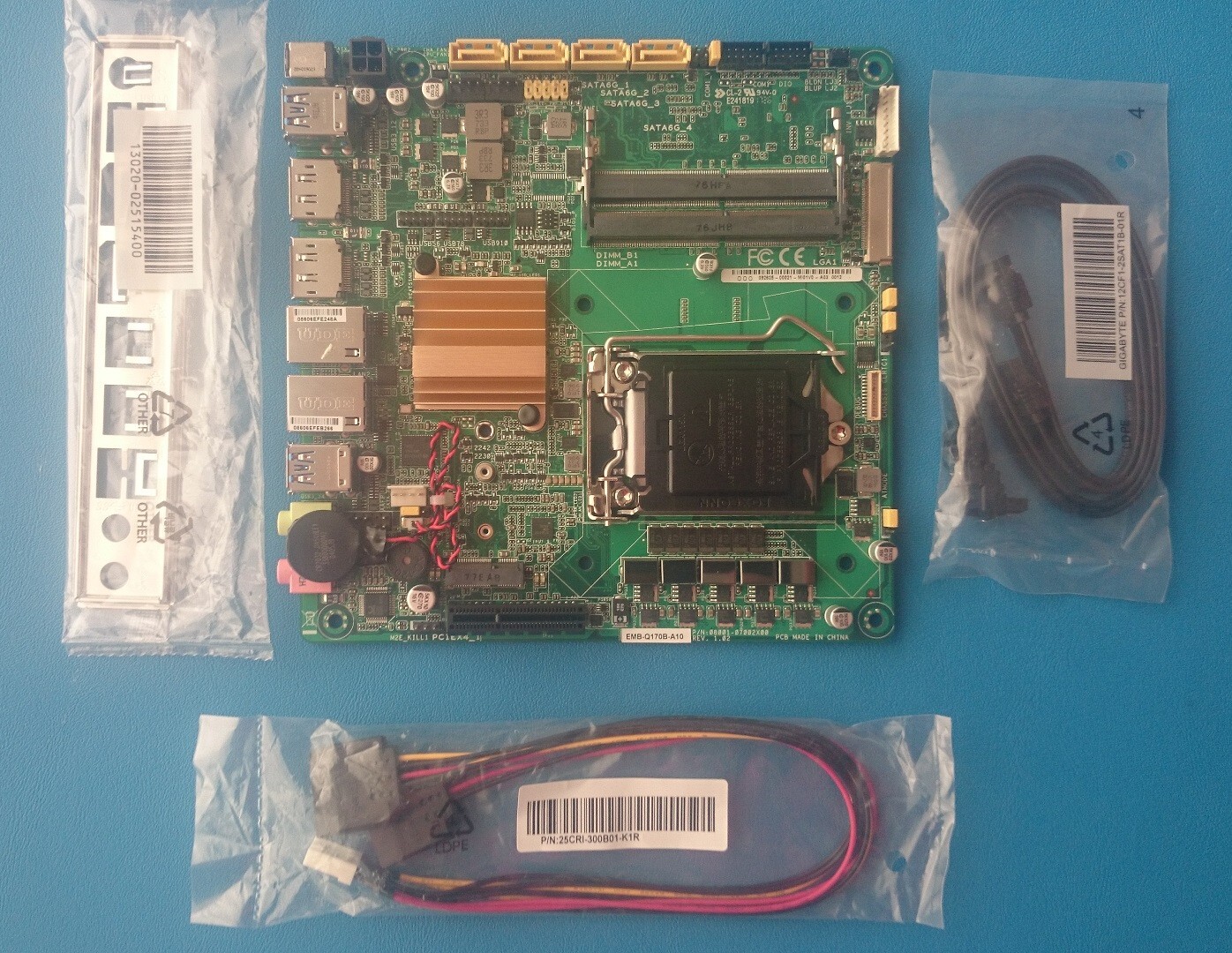 Q170B Motherboard LGA1151 DDR4 2400 4K PCIe3x4 M.2 M/E key NVMe Dual GigE TESTED
