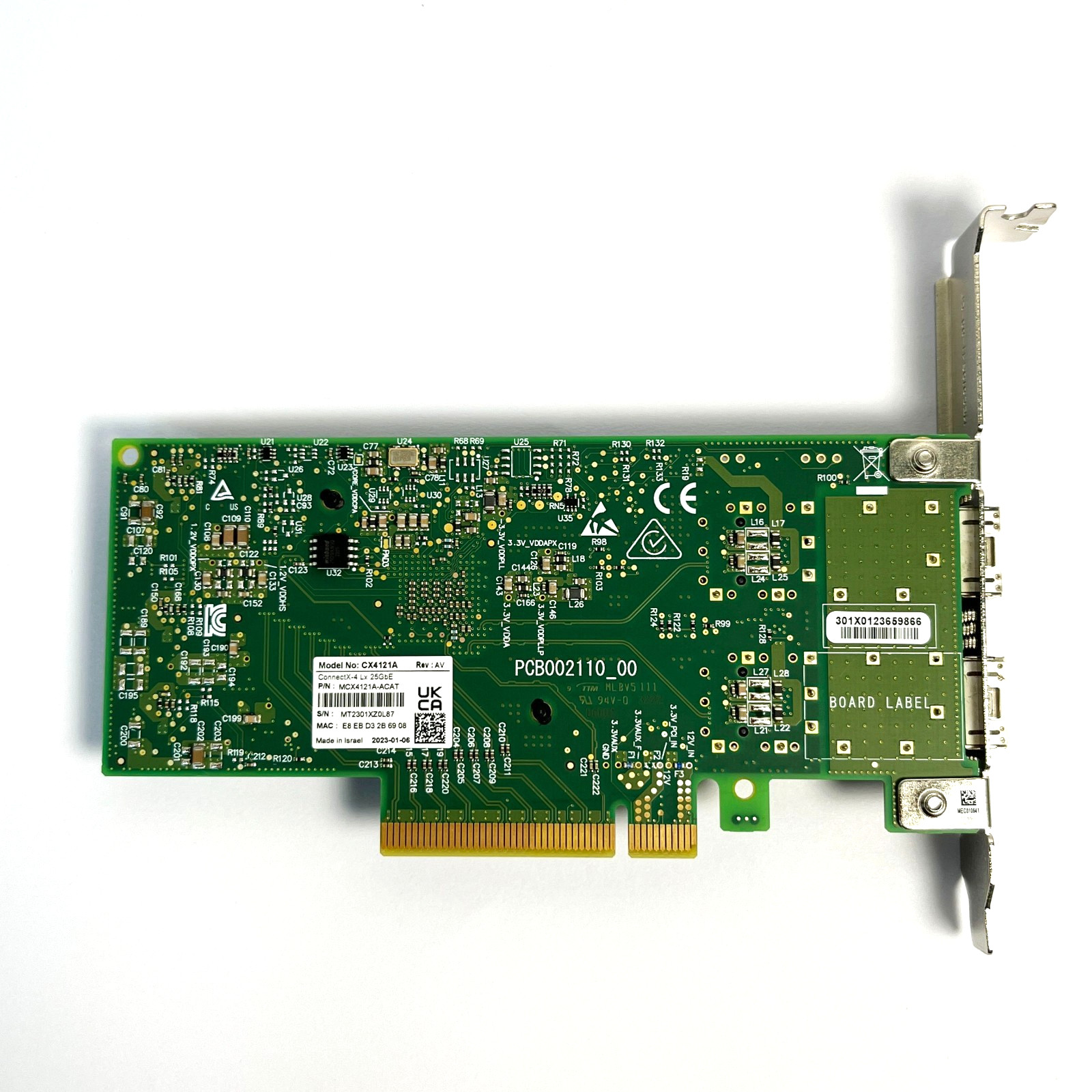 Mellanox ConnectX-4 MCX4121A-ACAT CX4121A Lx 25GbE SFP28 PCIe Ethernet Adapter