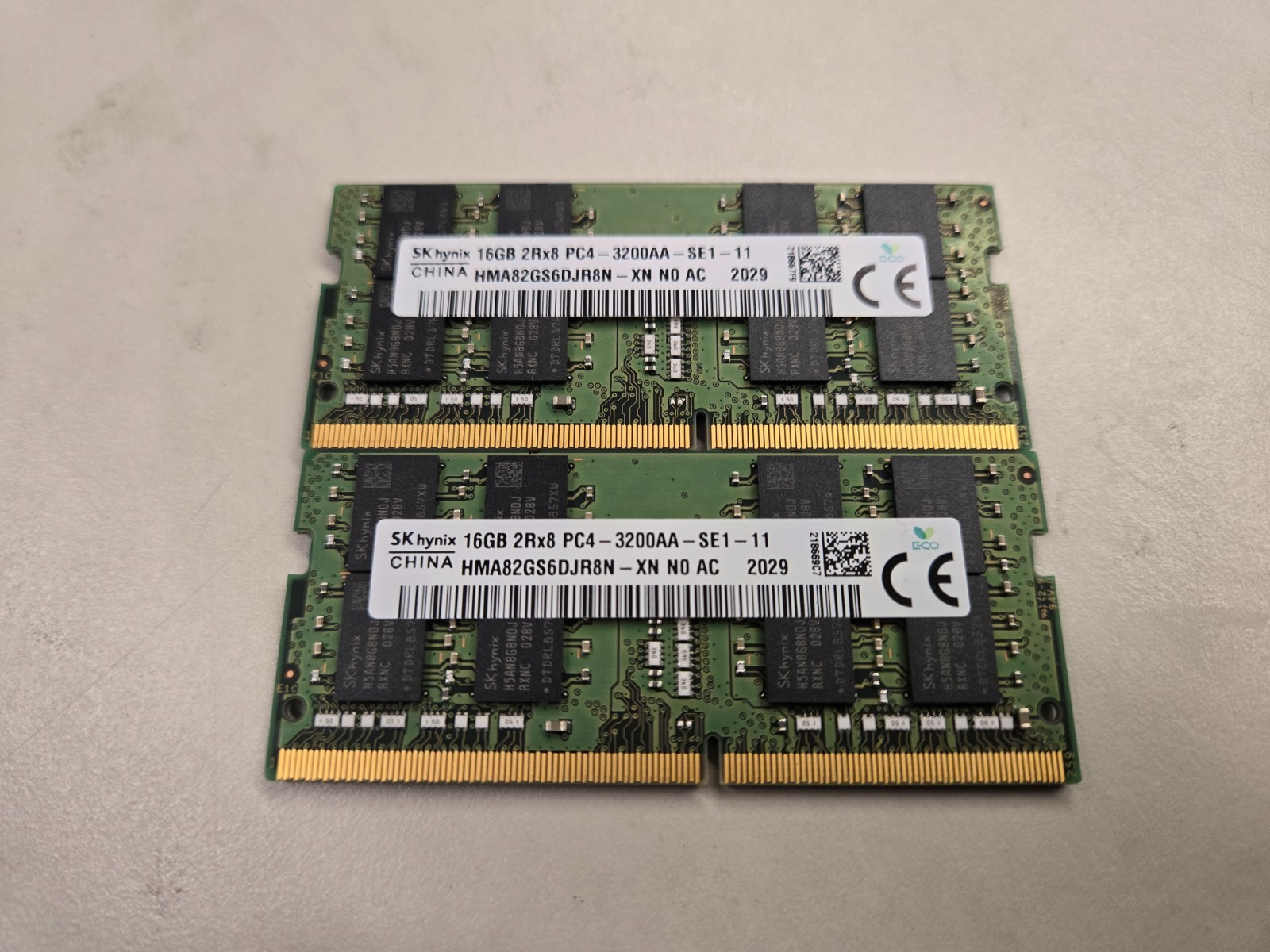Used Hynix / SamSung 32GB (16GBx2) 2Rx8 PC4-3200AA DDR4 SODIMM Laptop Memory Ram