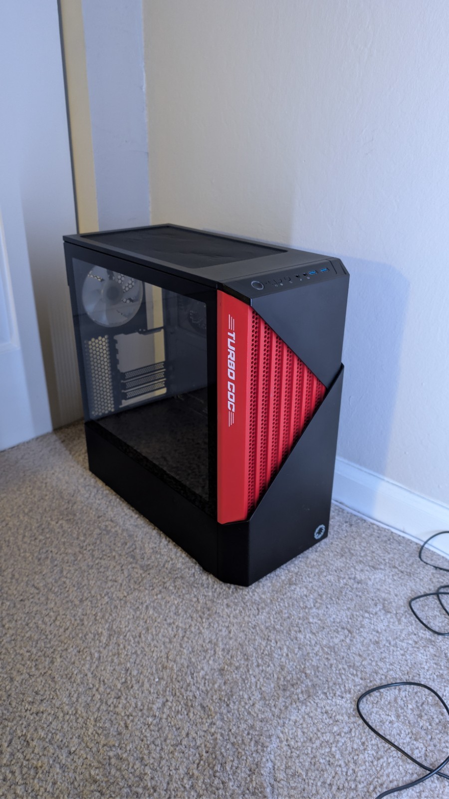 GAMEMAX Contac COC Black Red Steel Tempered Glass ATX Mid Tower Computer Case