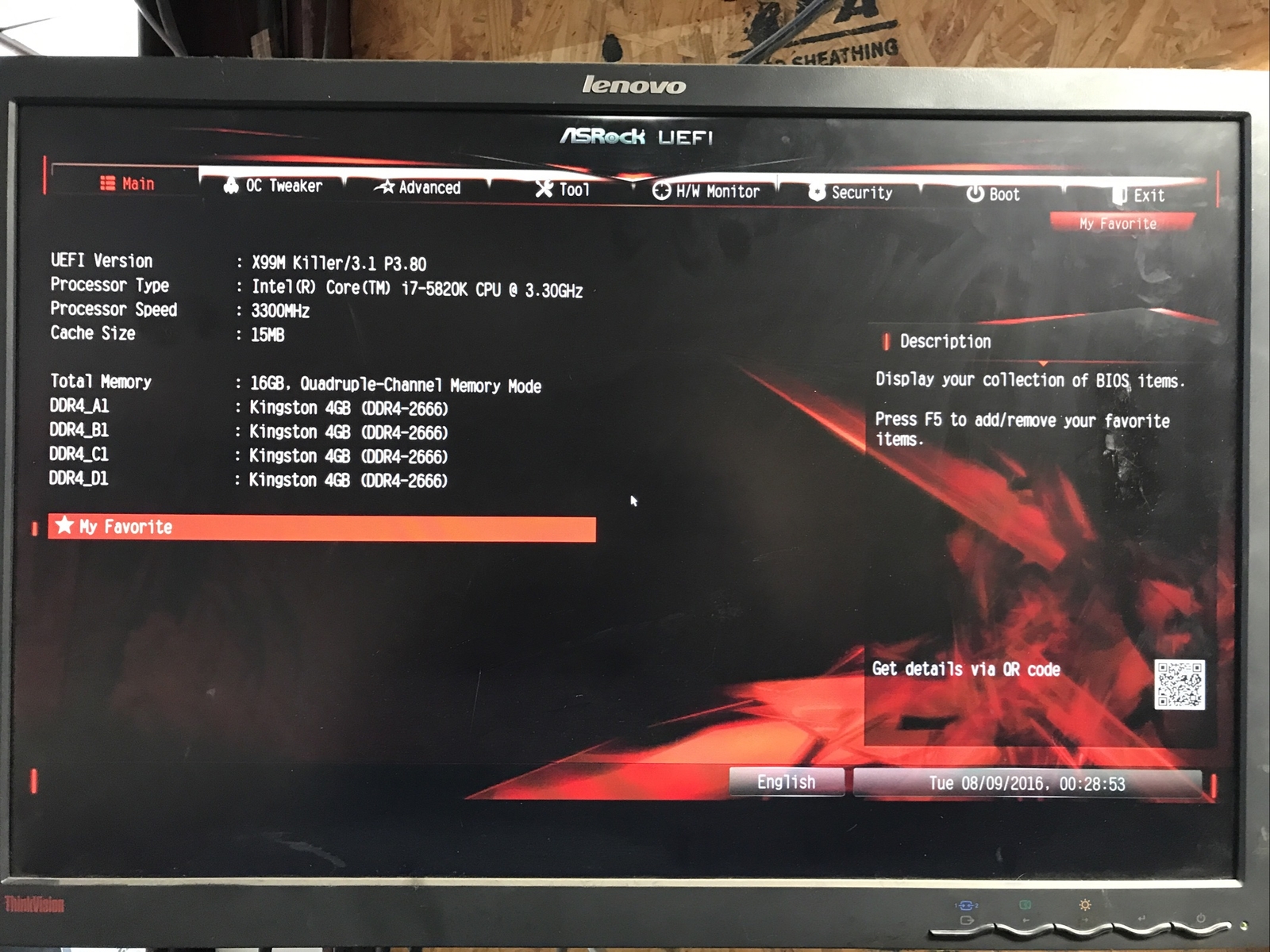 ASRock Fatal1ty X99M Killer LGA2011-3 MicroATX Motherboard w/ i7-5820K +16GB RAM